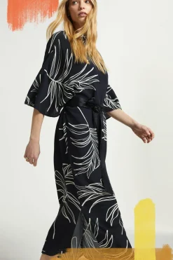 Discount Oasis Zaya Kai Palm Printed Column Dress Orange