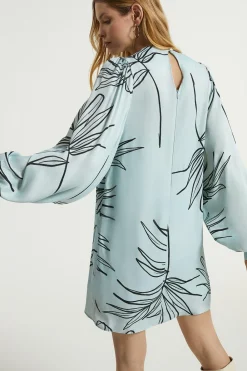 Outlet Oasis Zaya Kai Palm Printed Shift Dress Blue