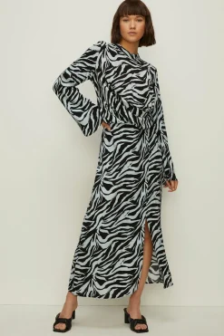 Sale Oasis Zebra Print Twist Hem Top Blue