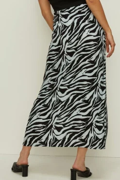 Fashion Oasis Zebra Printed Wrap Midi Skirt Blue