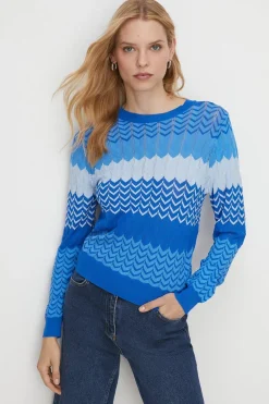Clearance Oasis Zig Zag Stripe Knit Jumper Orange