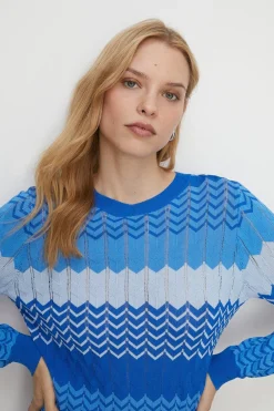 Clearance Oasis Zig Zag Stripe Knit Jumper Orange