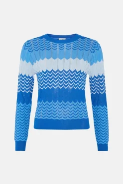 Clearance Oasis Zig Zag Stripe Knit Jumper Orange