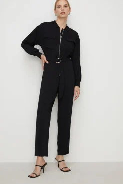 Best Oasis Zip Through Belted Jumpsuit Black