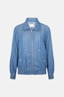 Fashion Oasis Zip Through Jacket Dark Wash