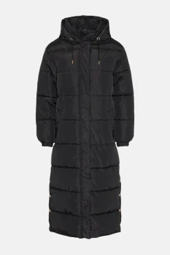 Fashion Oasis Zip Through Longline Puffer Coat Black