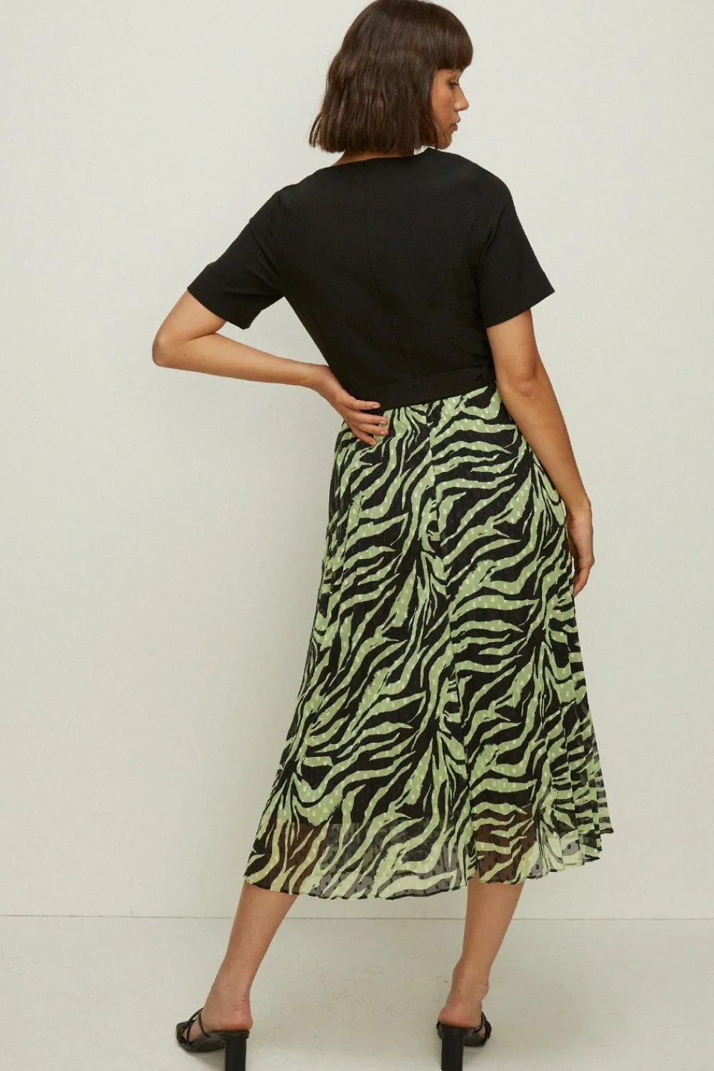 Fashion Oasis Zip Through Print Pleated Dress Zebra