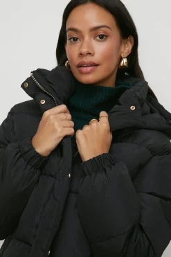 Clearance Oasis Zip Through Puffer Coat Black