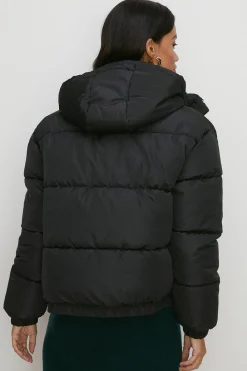 Clearance Oasis Zip Through Puffer Coat Black